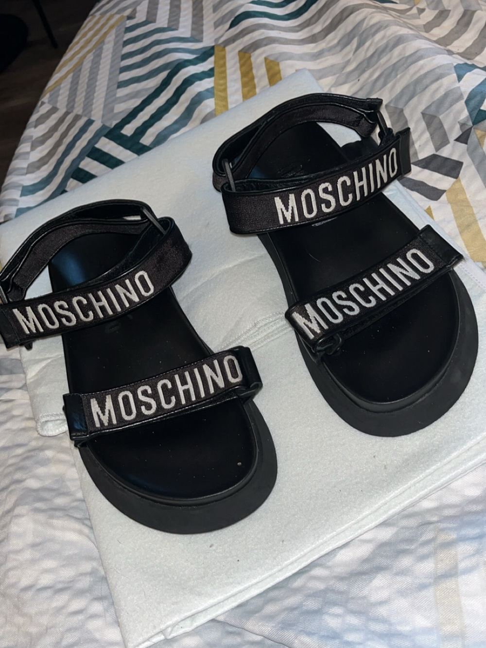 Moschino Black Strappy Platform Sandals